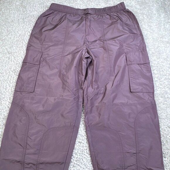 Fabletics Parachute Cargo Jogger Pants Plum Cactus Shine Large NEW - Picture 8 of 11